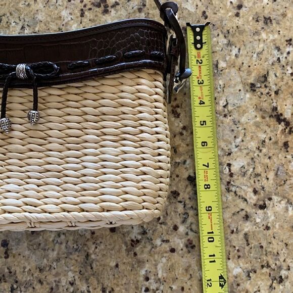 Brighton Weaved Straw Croc Embossed Leather Trudy Rattan Purse Shoulder Bag - Picture 8 of 11